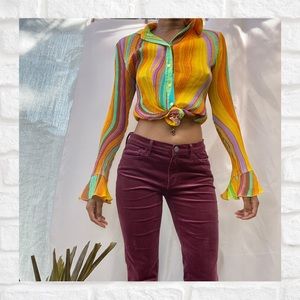 Multi-colored button up top